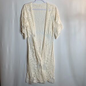 Rebellion Again Cream Boho Crochet Lace Cover-Up Size S
